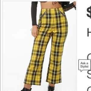 High-Rise Plaid Capri Pants